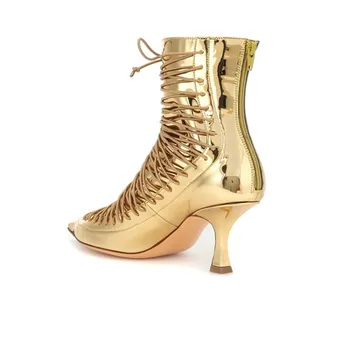 Potpuno Nove Zlatne Čizme Za Žene U Visokim Potpeticama, S Oštrim Vrhom, Ženske Visoke Čizme Moda Jesen Cipele Žena 34-43