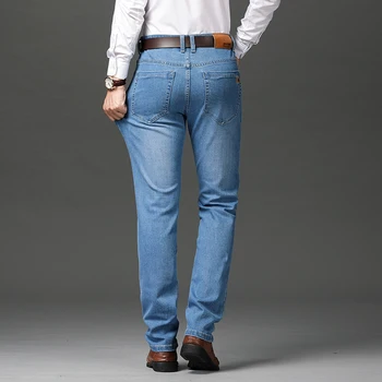 Jantour Men Stretch Jeans muške klasične elastične poslovne traperice muška moda udoban čvrste tanke ravne duge traper hlače