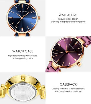 MINIFOCUS elegantne ženske satove Top luksuzna marka kvarcni satovi za remen od nehrđajućeg čelika, vodootporan svakodnevno haljina satovi