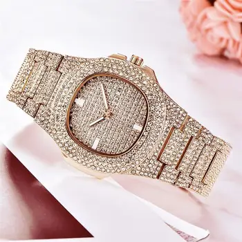 Novi Dolazak Ženski Luksuzni Sat Od Nehrđajućeg Čelika Kvarcni Ručni Satovi Lady Bling Crystal Diamond Watches For Woman Clock Relogio