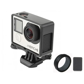 Držač okvira + poklopac bočna vrata + UV-zaštitni objektiv za GoPro Hero 4 3+ 3 slučaja torbica za Go Pro 4 3+ pribor za akcijske kamere