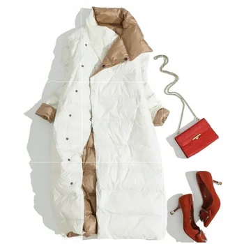 ZCWXM Ultra light 90% White Duck Down Coat ženska zimska водолазка двубортная obostrane dolje duga jakna Snow Outwear