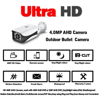 NINIVISION Super AHD Camera HD 4MP Nadzor Outdoor Indoor Waterproof 6* Array infracrveni sustav video nadzora sa nosačem