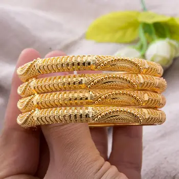 24K Dubai Bangels Gold Color narukvice za žene, supruge i djevojke Afrička Francuska vjenčanje college novi uzorak nakit za vjenčanje pokloni